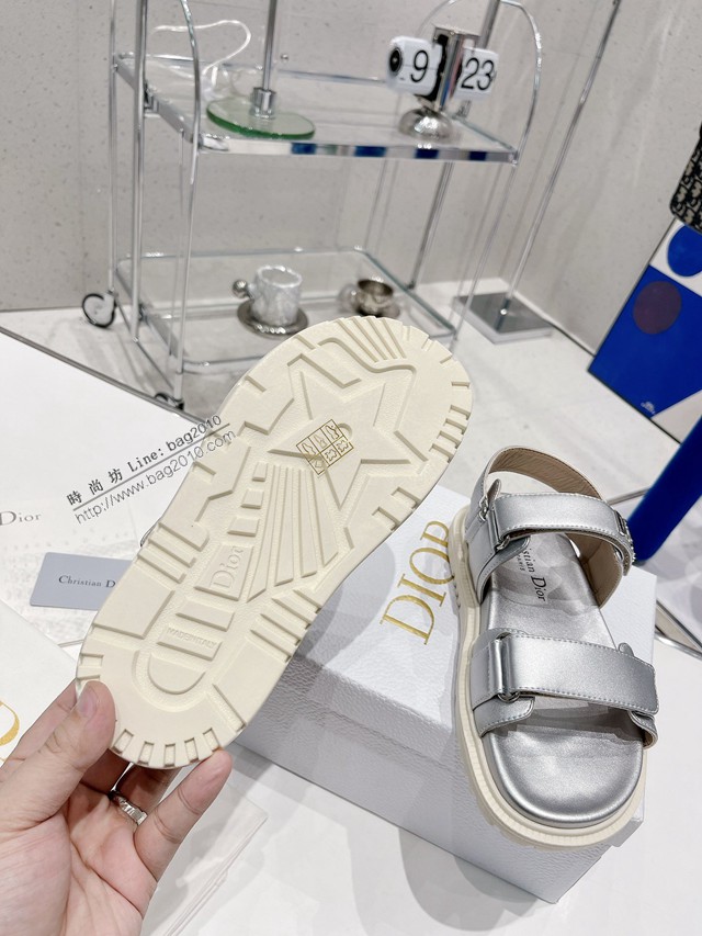 Dior迪奧2022新款新色系魔術貼涼鞋原版複刻專櫃純色系沙灘涼鞋女士涼鞋 dx3086